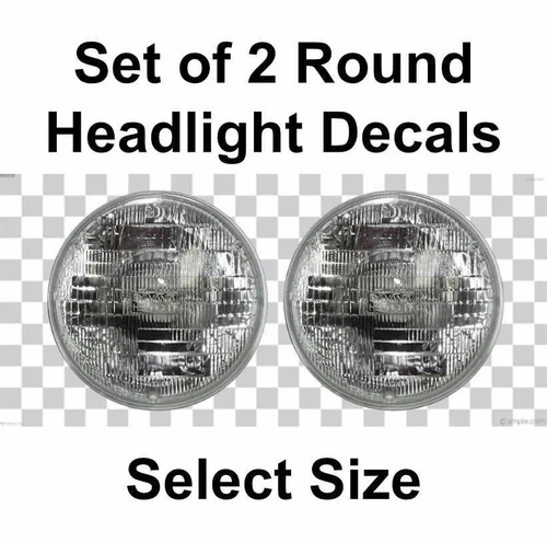 Set of 2 Round Headlight Graphics Racing Headlamp Drag Racing - BW2