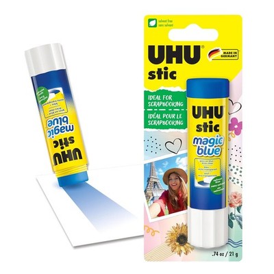 Uhu Colored Glue Stick, 21g Blue, rubs on Blue & Dries Clear, Washable,... 
