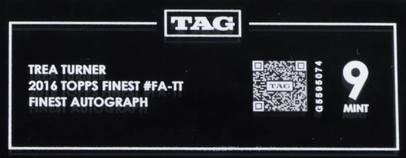 2016 Topps Finest Autograph FA-TT Trea Turner RC Rookie TAG 9 - Image 3 of 3