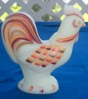FENTON FOLK  ART VERY RARE HP & HB ROOSTER -  5"  c. 2000-2009