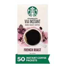 Starbucks VIA Instant Coffee French Roast Dark Roast 100 Arabica 50 Packets