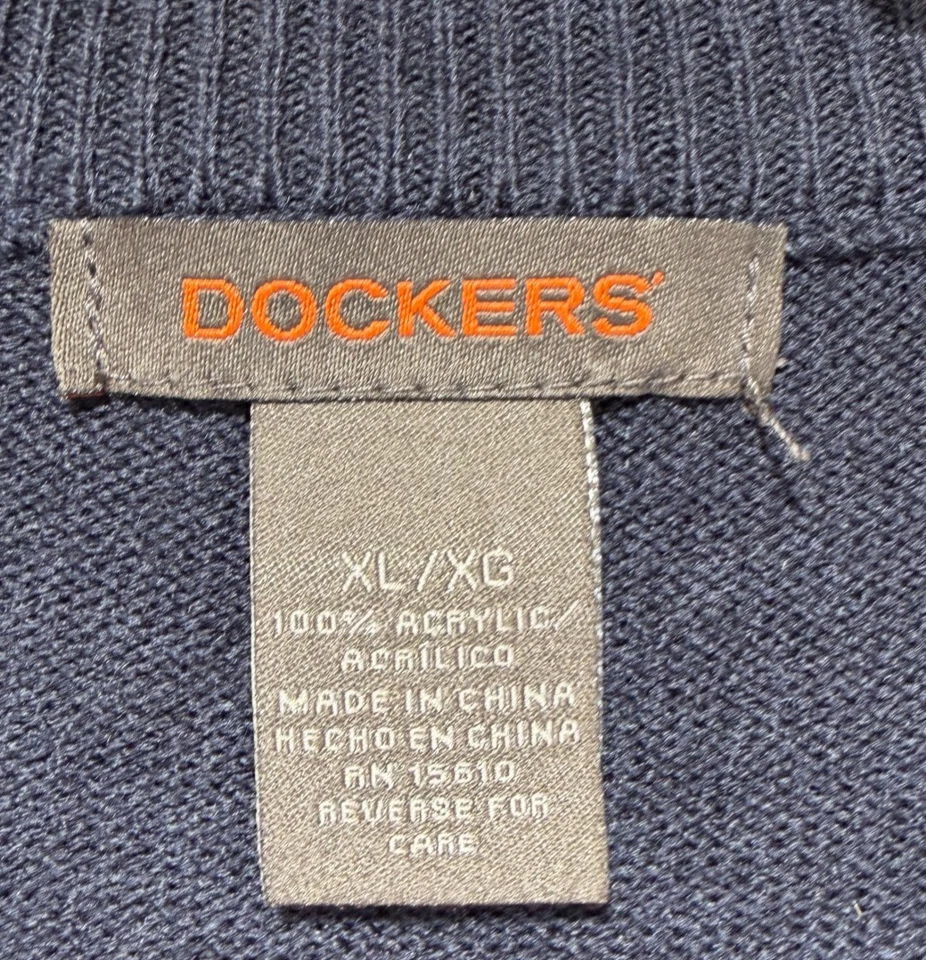 Chaleco Suéter Vintage Dockers Para Hombres Argyle Cuello en V Azul Marino - Talla XL Suéter de Golf Foto 4 de 4