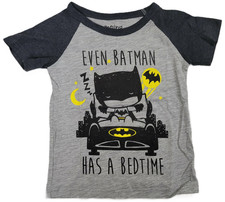 Even Batman Has A Bedtime DC Comics Boys Toddler Gray T-Shirt Tee Pajama Top