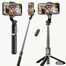 Selfie Stick & Tripod, Desktop Stand, Holds iPhone Up To 40in Extension W/Remote