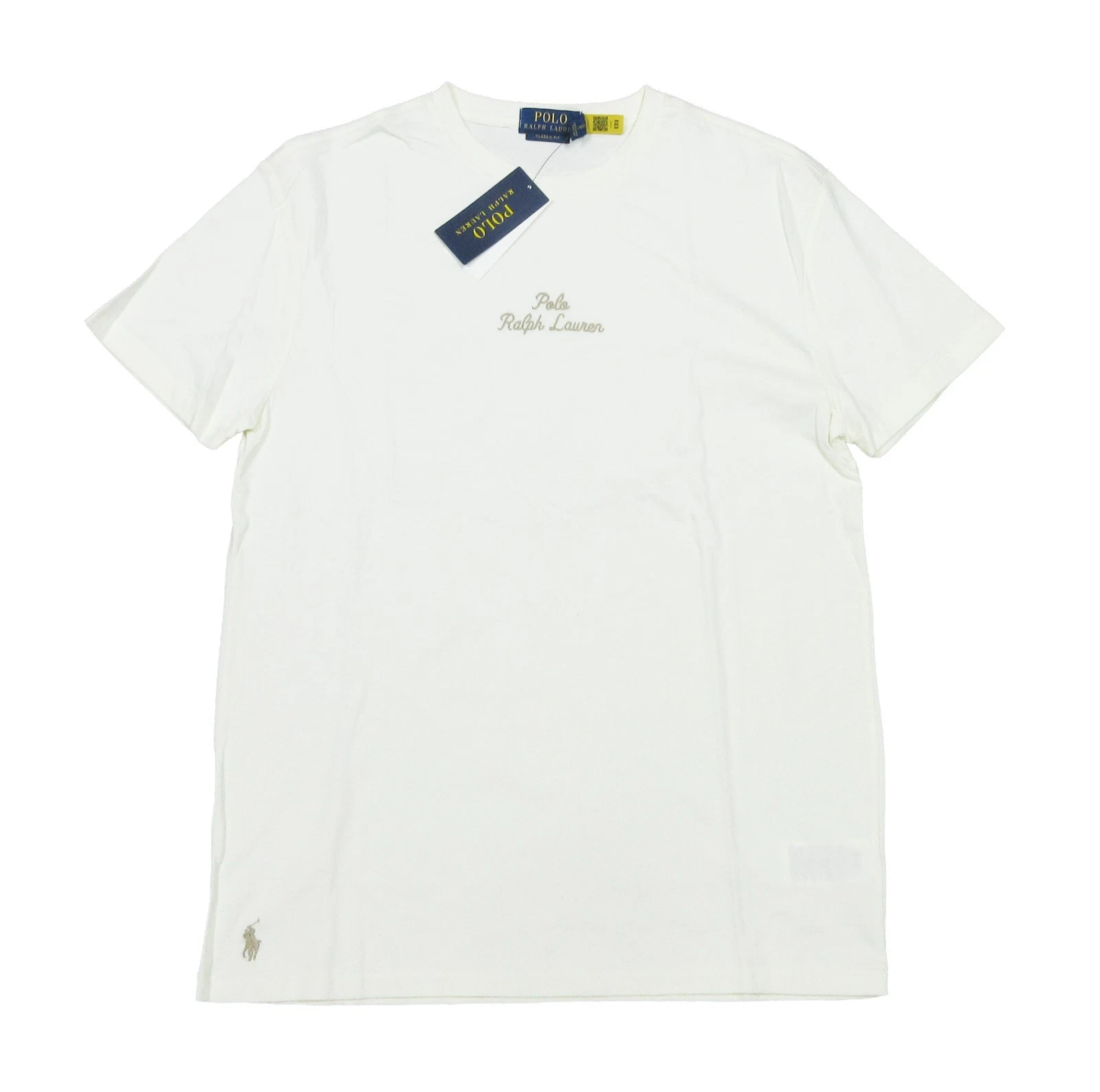 Polo Ralph Lauren Pale Cream Logo Script Classic Fit Short Sleeve T-Shirt (XL)