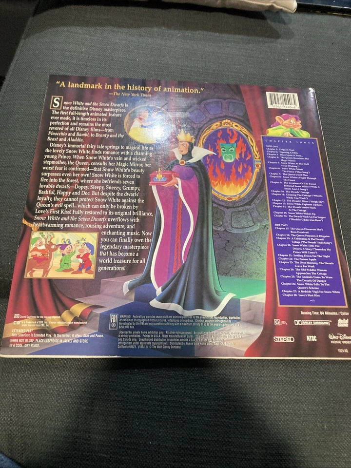 Snow White And The Seven Dwarfs, LaserDisc, Disney Masterpiece, - Image 3 of 4