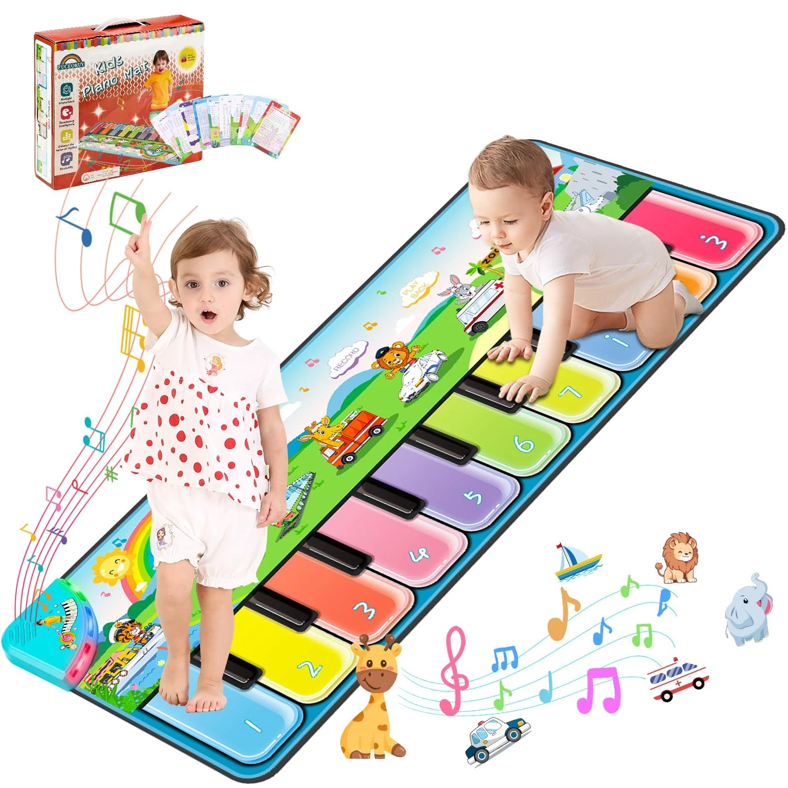 FUCEORUY Piano Mat Musical Toys for Toddlers 1-3, Sensory Learning Toy Medium