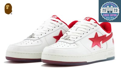 A BATHING APE BAPE STA #4 1M30 191 304 Red Cowhide Men Unisex Y2K Shoes