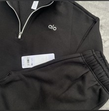 Alo Women s Black 2-Piece Sweatsuit Set M 1/4...