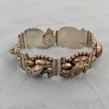 Vintage CMB Mexican Sterling Silver Hinged Link Bracelet - 6 7/8 inch
