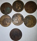 Indian Head Small Cent Lot of 7 Coins 1883-1907 Circulated Bronze Philadelphia