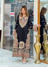 Women new trending designer kaftan embroidered kurta with pant set ethnic wear