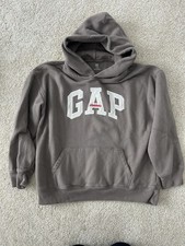 GAP Boys Gray Pullover Hoodie Fleece Long Sleeve Logo Embroidered Size L 10