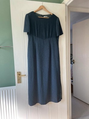 Platinum blue grey short sleeve, side split dress size 16 UK