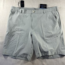 Greg Norman Men's Gray Chino Golf Shorts Polyester Spandex Flat Front Stretch
