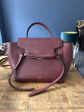 Celine Leather Micro Belt Bag In Burgundy Grained Leather