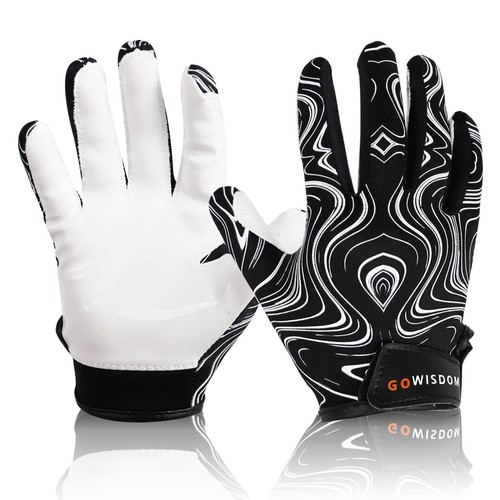 Youth Football Gloves, Kids Football Receiver Gloves Super Sticky Silicone Fl...