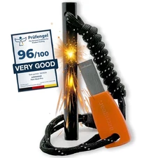 Survival Flint Fire Starter Kit, Thick Ferro Rod (4" x ⌀ 2/5") with Comfy