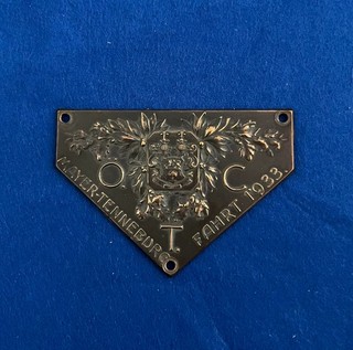 Österreich ÖTC Plakette Mayer Tenneburg Fahrt 1933 80 x 55 mm