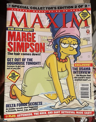 #ad Maxim Men’s Magazine April 2004 Marge Simpson Cover $10.00