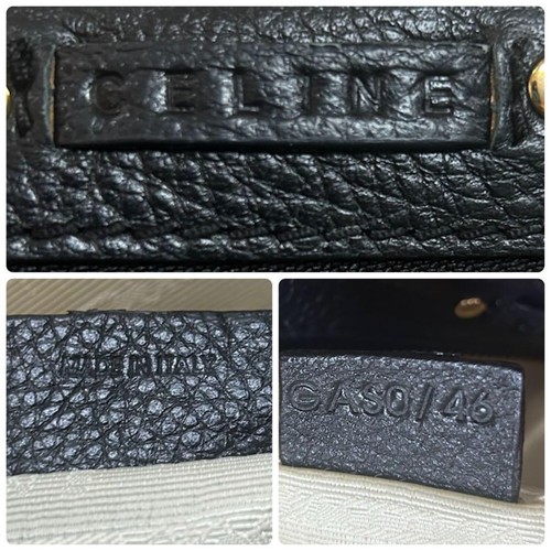 Celine Handtasche One Shoulder Leder Triomphe Gold Schwarz Made in Italy - Bild 9 von 10