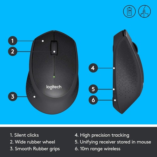 Logitech M330 SILENT PLUS Kabellose Maus, 2,4 GHz mit USB-Nano-Empfänger, 1000 D - Bild 3 von 5