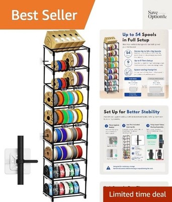 9-Tier 3D Printer Filament Storage Rack, Holds Up to 54 1kg Spools, Space-Sav...