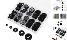  100 pcs Black Buttons for Crafts, 5 Sizes Mixed Round Sewing Buttons for black