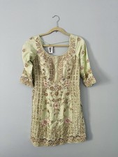 Green Palazzo Suit Top Art Silk Hand Beaded G...