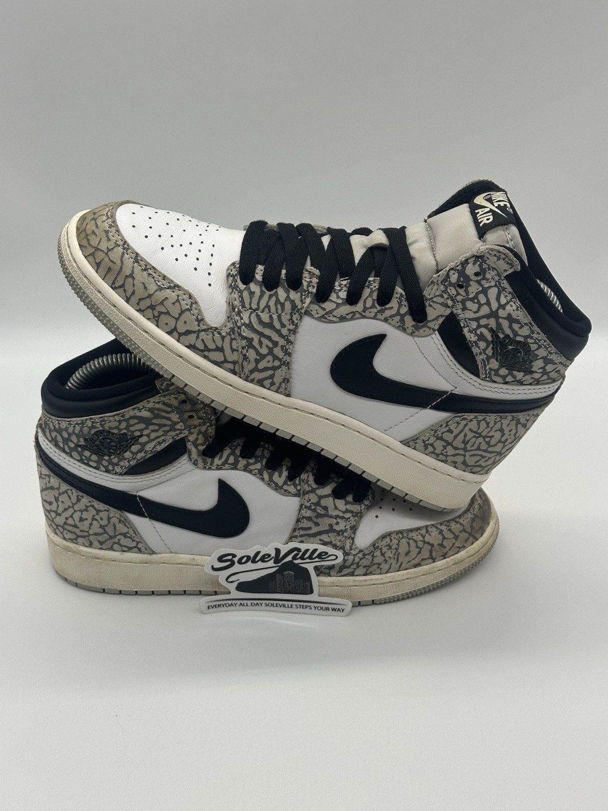 SAOLA Taglia 5 Clean Jordan 1 Retro High bianco cemento