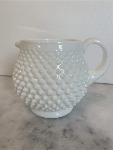 Fenton 1950's Hobnail Milk Glass Ball Pitcher Vintage White Rare