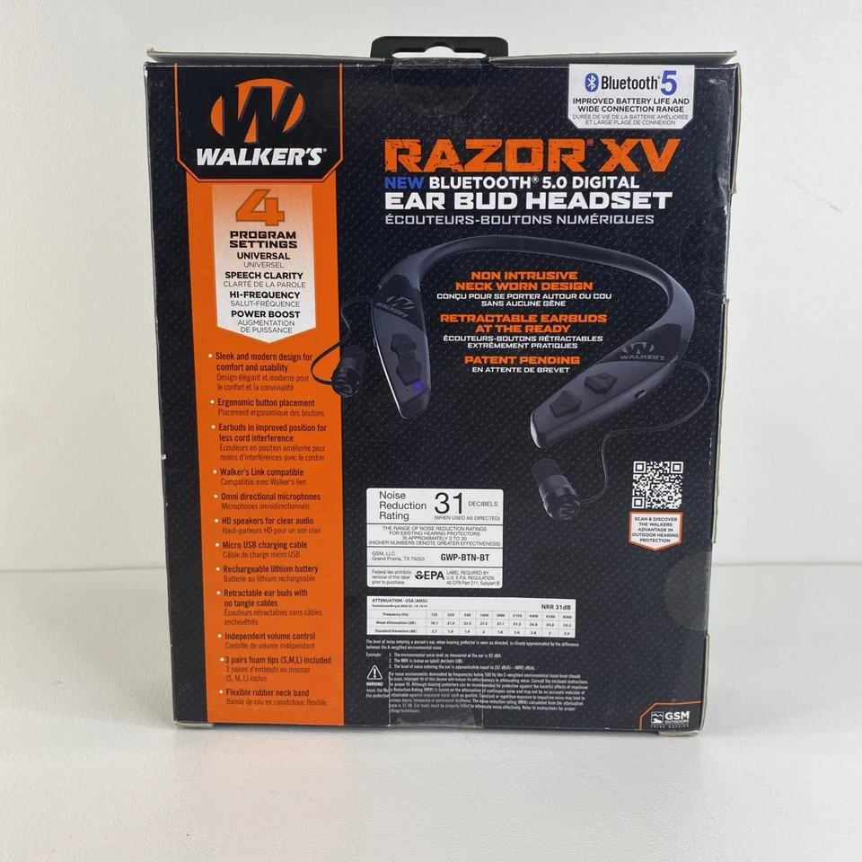 Auriculares Bluetooth Walker's Game Ear Razor XV 3.0 Bronceados/Negro Detrás del Cuello-GWP-BTN-BT Foto 2 de 4