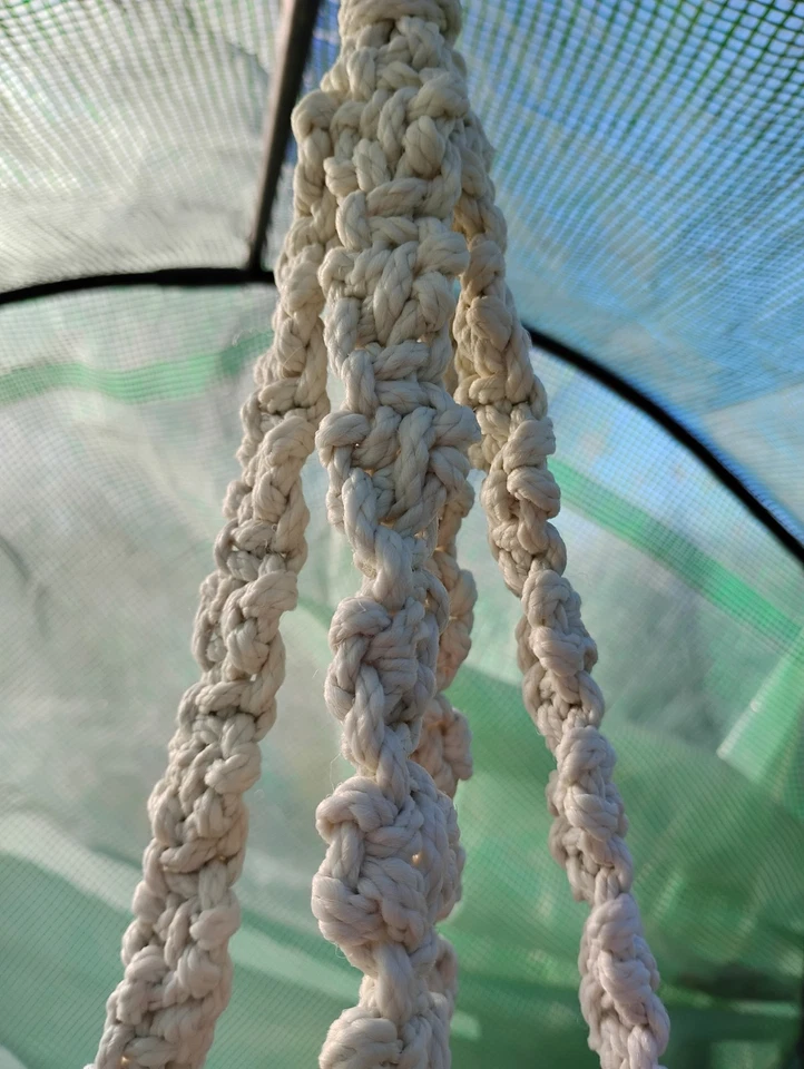 42" Long Hand Crafted Macrame Hanging 11" Fruit  Basket Baho Decor - Image 4 of 4