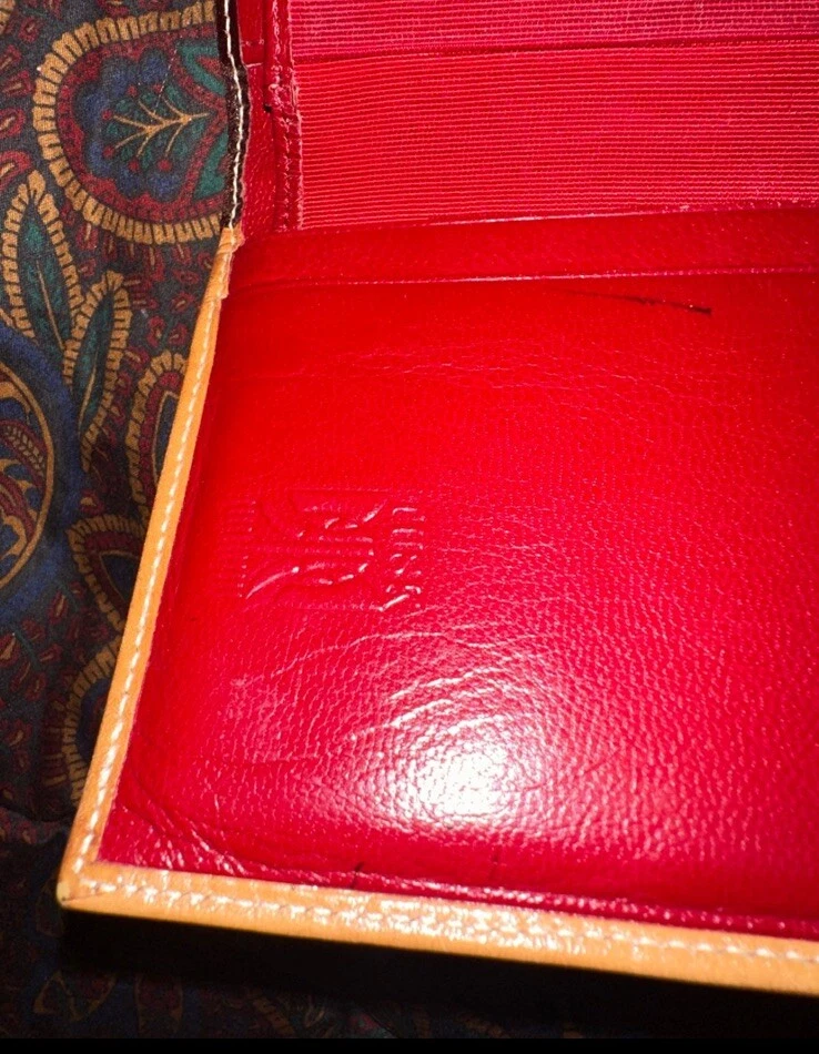 Cartera de cuero Tusk de colección para mujer chequera whisky bronceado lápiz labial interior rojo Foto 4 de 4