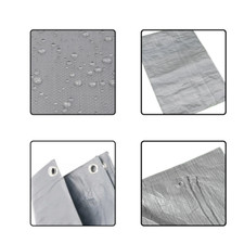 Image of Strong Tarpaulin Gray Waterproof Ground Sheet Heavy Duty Tarp Multipurpose
