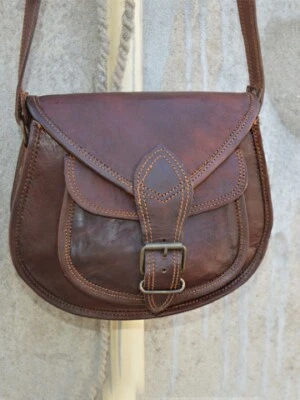 Sac cartable marron foncé en cuir véritable vintage messager sac à main bando... - Photo 1/3