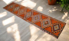 Turkish Runner Rug, Hand Made Rug, Tribal Wool Rug, Ethnic Runner Rug 3 x 11 ft