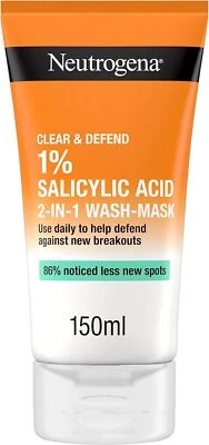 Neutrogena Clear & Defend 2 in 1 Wash-Mask (1x 150ml), Purifying Face Wash and