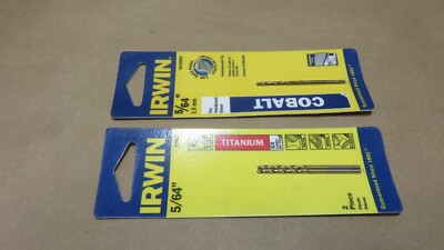 Irwin 5/64'' Cobalt Drill Bit 3016005 & 63905 135* Split Point Hardened Steel 3pc