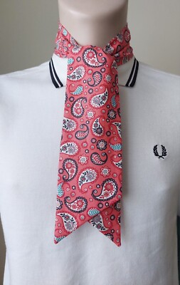 KORALLENROSA PAISLEY KRAWATTE SCHAL HALSTUCH SCHMAL VINTAGE STIL KRAWATTE - MOD