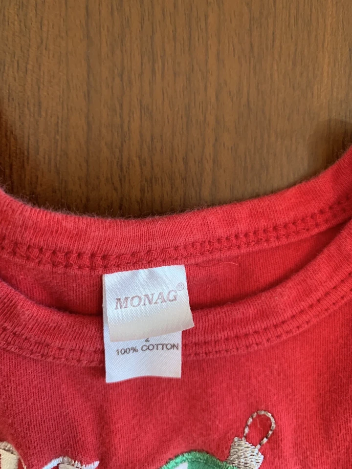Vestido Monag 2T Adorno Navidad Ho Ho Apliques Rojo Algodón  Foto 3 de 4