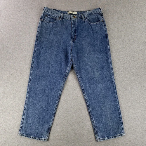 Lee Relaxed Fit 40x30 Blue Jeans Old School Heavy Denim Quality Stone Wash Work - product listing photo