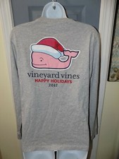 Vineyard Vines Happy Holidays 2017 Long Sleeve Gray Shirt Size L 16 Kids NEW