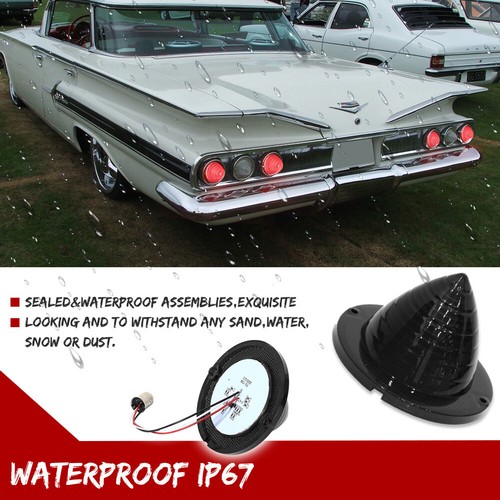 For 1960 1961 Chevy Impala Bel Air Nomad LED Red Tail Brake Light Smoke Lens 2PC - Picture 5 of 10