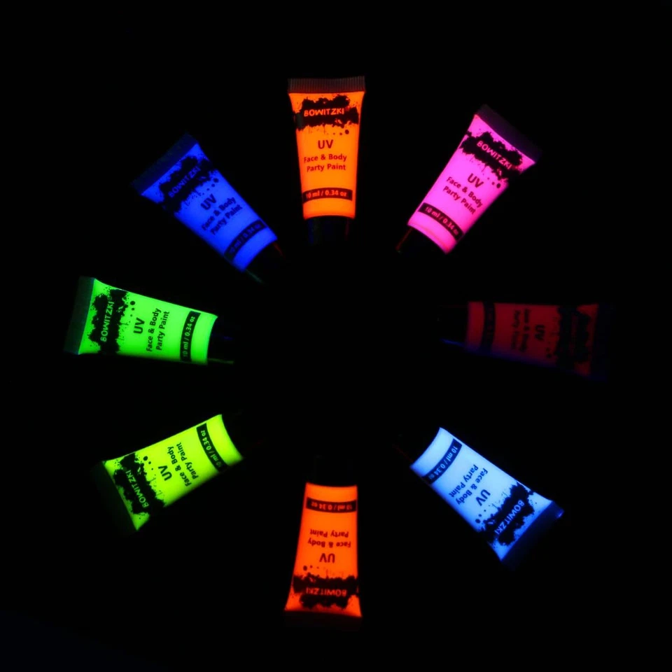 Bowitzki 10 ml*8 Crema UV Pintura Facial Tubos UV Kit de Pintura Neón Pintura a Base de Agua Foto 3 de 4