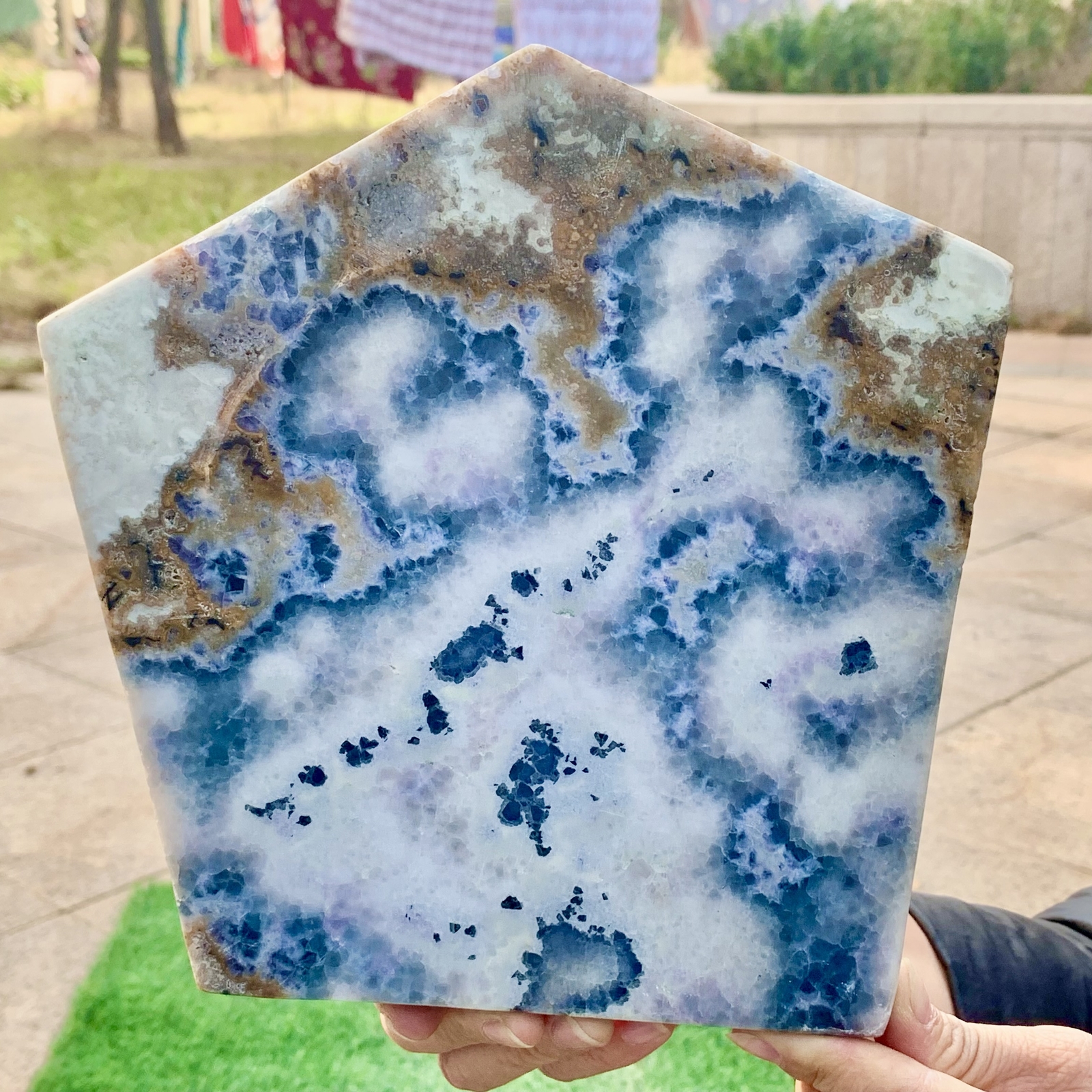 Natural Blue Fluorite Crystal Rough Slab 5.73LB Healing Stone Specimen