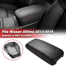 Fit 2009-2014 Nissan Maxima Center Console Lid Armrest Black Cover Trim Red Line