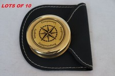 Brass Compass Brass Camping Poem Compass With Leather Box Lot of 10 Pcs