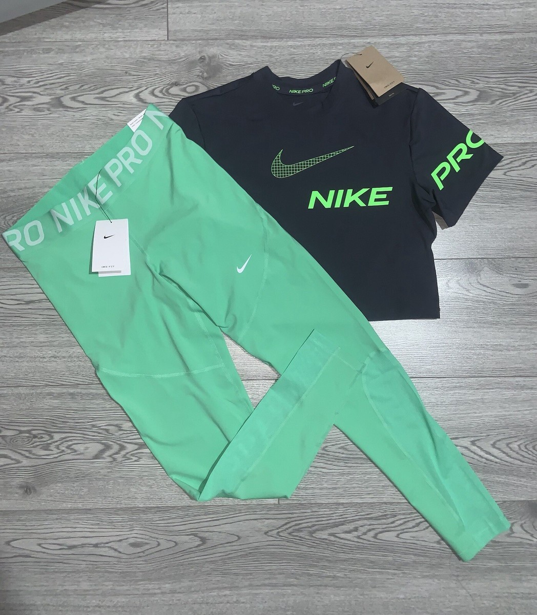 Nike Pro Women's Graphic Crop Top T-Shirt Nike Pro Leggings Set