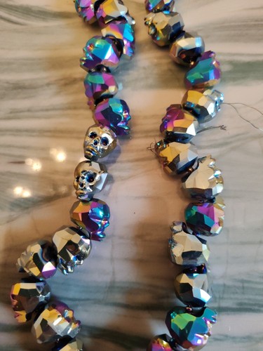 20 Skull Heads Glass large Beads Choose Colours Multi & Purple - Picture 4 of 6